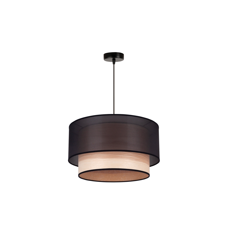 Duolla - Lustra ar auklu WOOD BOHO 1xE27/15W/230V d. 45 cm melna/bēša