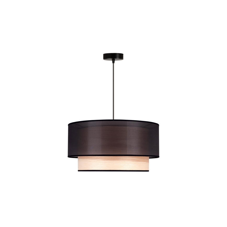 Duolla - Lustra ar auklu WOOD BOHO 1xE27/15W/230V d. 45 cm melna/bēša