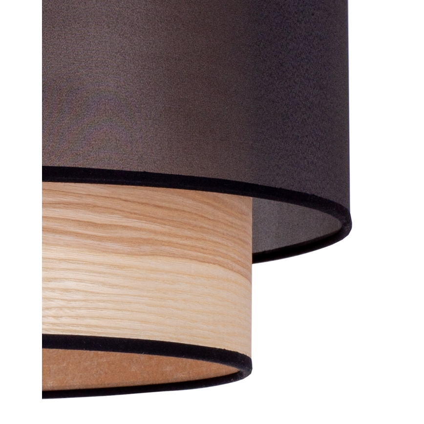 Duolla - Lustra ar auklu WOOD BOHO 1xE27/15W/230V d. 45 cm melna/bēša