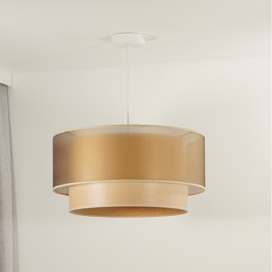 Duolla - Lustra ar auklu WOOD BOHO 1xE27/15W/230V d. 45 cm varš/bēša