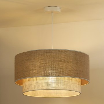 Duolla - Lustra ar auklu YUTE BOHO 1xE27/15W/230V d. 45 cm brūna/krēmkrāsa