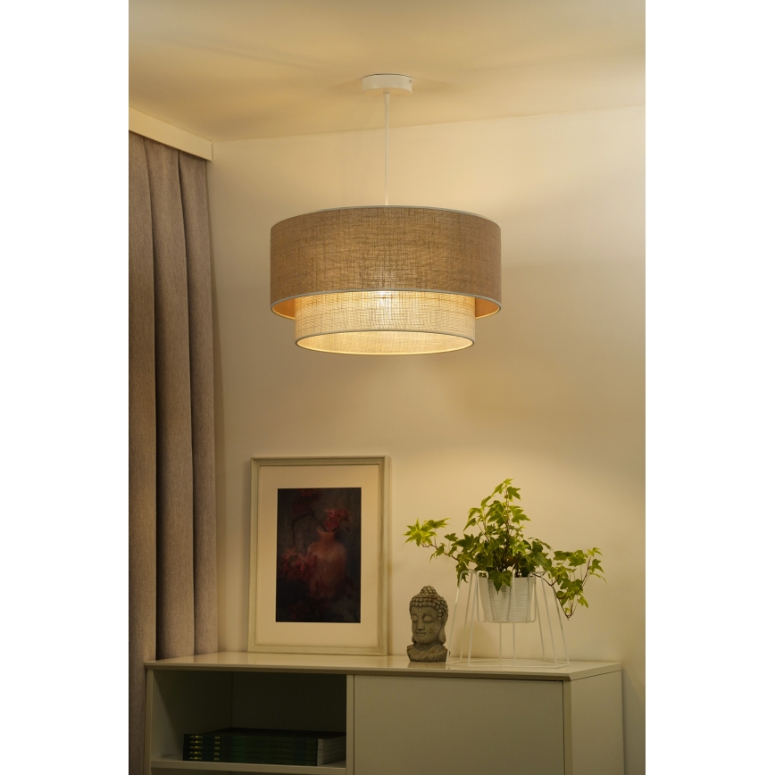 Duolla - Lustra ar auklu YUTE BOHO 1xE27/15W/230V d. 45 cm brūna/krēmkrāsa