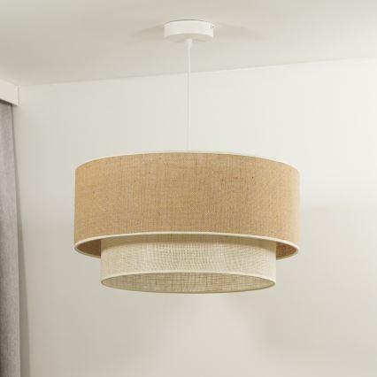 Duolla - Lustra ar auklu YUTE BOHO 1xE27/15W/230V d. 45 cm brūna/krēmkrāsa