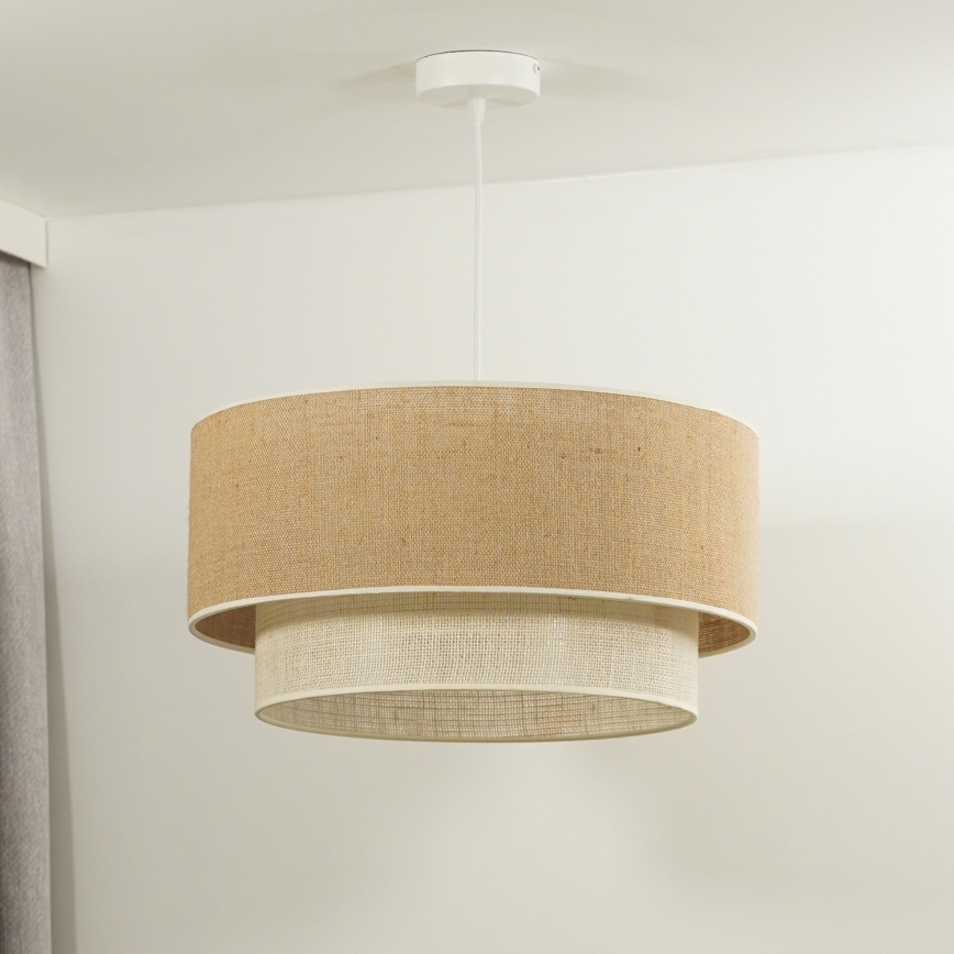 Duolla - Lustra ar auklu YUTE BOHO 1xE27/15W/230V d. 45 cm brūna/krēmkrāsa