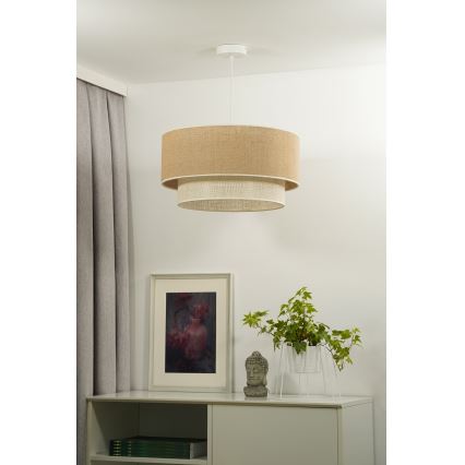 Duolla - Lustra ar auklu YUTE BOHO 1xE27/15W/230V d. 45 cm brūna/krēmkrāsa