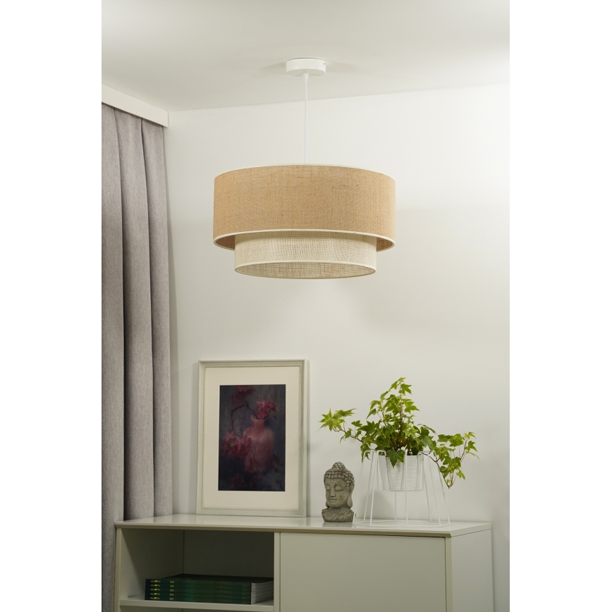 Duolla - Lustra ar auklu YUTE BOHO 3xE27/15W/230V d. 60 cm brūna/krēmkrāsa