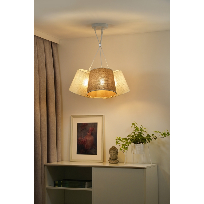 Duolla - Lustra ar auklu YUTE ROSSA 3xE27/15W/230V pelēka/brūna