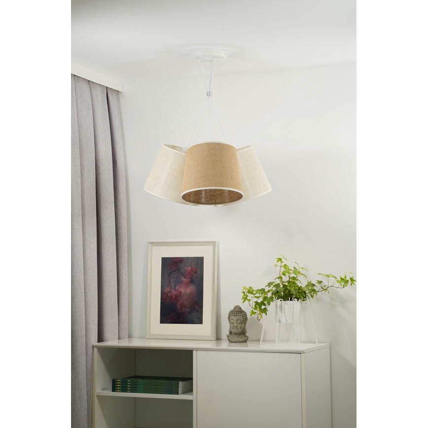 Duolla - Lustra ar auklu YUTE ROSSA 3xE27/15W/230V pelēka/brūna
