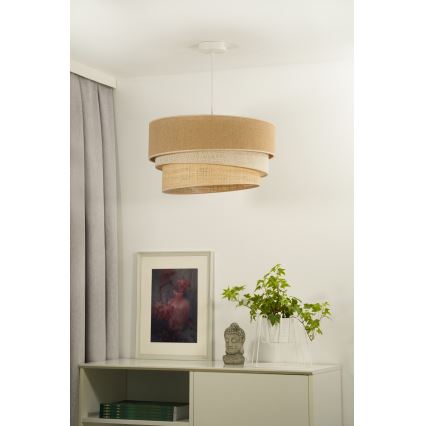 Duolla - Lustra ar auklu YUTE TRIO 3xE27/15W/230V d. 60 cm brūna/pelēka/bēša