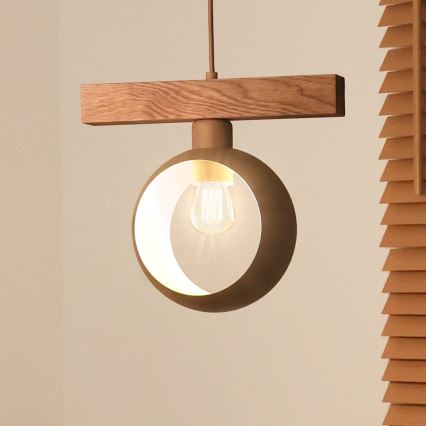 Duolla - Pakaramā lampa ar kabeli IRONLINE 1xE27/15W/230V priede/ozols/bēšs