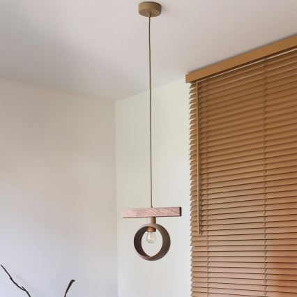 Duolla - Pakaramā lampa ar kabeli IRONLINE 1xE27/15W/230V priede/ozols/bēšs