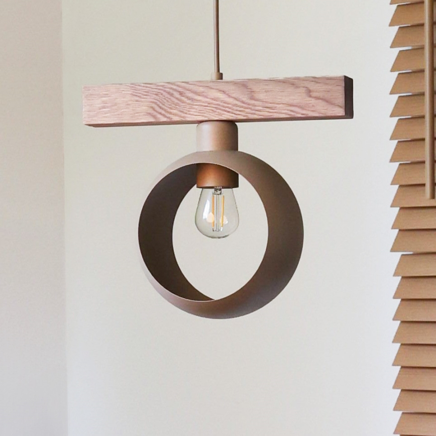 Duolla - Pakaramā lampa ar kabeli IRONLINE 1xE27/15W/230V priede/ozols/bēšs