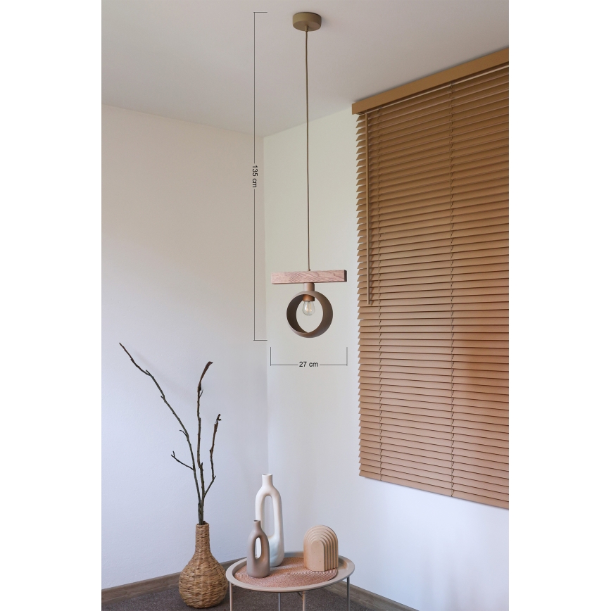 Duolla - Pakaramā lampa ar kabeli IRONLINE 1xE27/15W/230V priede/ozols/bēšs