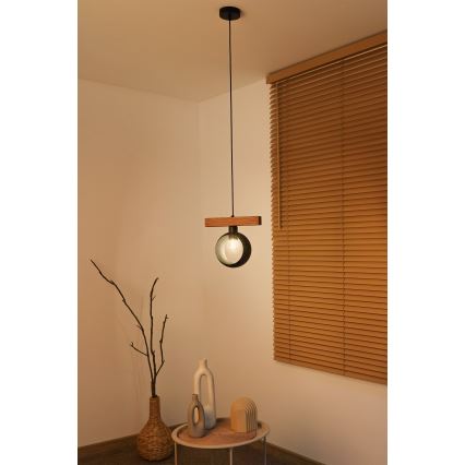 Duolla - Pakaramā lampa uz kabeļa IRONLINE 1xE27/15W/230V priede/ozols/melna