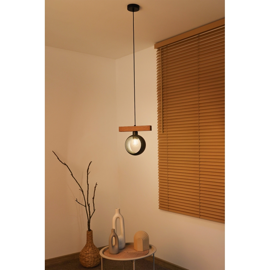 Duolla - Pakaramā lampa uz kabeļa IRONLINE 1xE27/15W/230V priede/ozols/melna