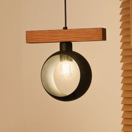 Duolla - Pakaramā lampa uz kabeļa IRONLINE 1xE27/15W/230V priede/ozols/melna