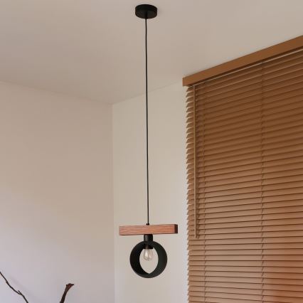 Duolla - Pakaramā lampa uz kabeļa IRONLINE 1xE27/15W/230V priede/ozols/melna