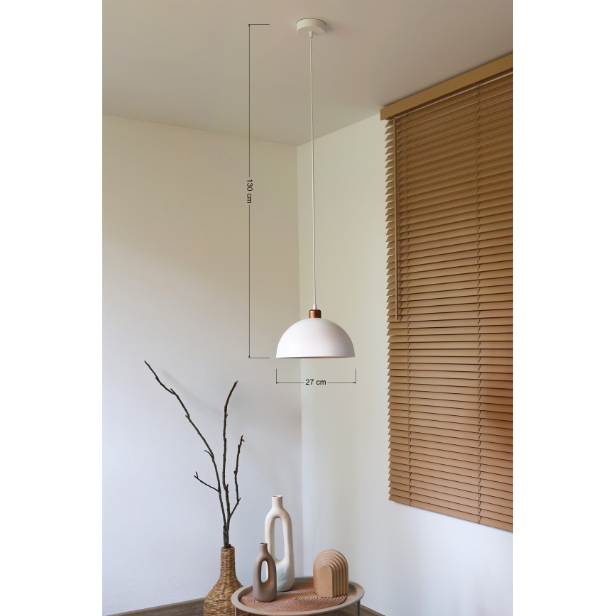 Duolla - Pakaramā lampa uz vada IRONLINE 1xE27/15W/230V Ø 27 cm balta/vara krāsā