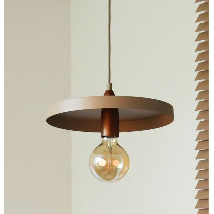 Duolla - Pakaramais gaismeklis uz kabeļa IRONLINE 1xE27/15W/230V Ø 30 cm bēšs/vara