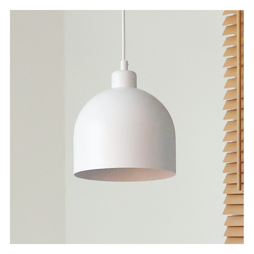 Duolla - piekaramā lampa ar vadu IRONLINE 1xE27/15W/230V Ø 17 cm balta