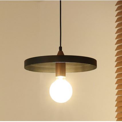 Duolla - Piekaramais gaismeklis ar kabeli IRONLINE 1xE27/15W/230V Ø 30 cm melns/vara krāsā