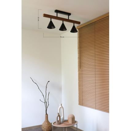 Duolla - Piestiprināma griestu lampa IRONLINE 3xG9/3W/230V priede/ozols/melns