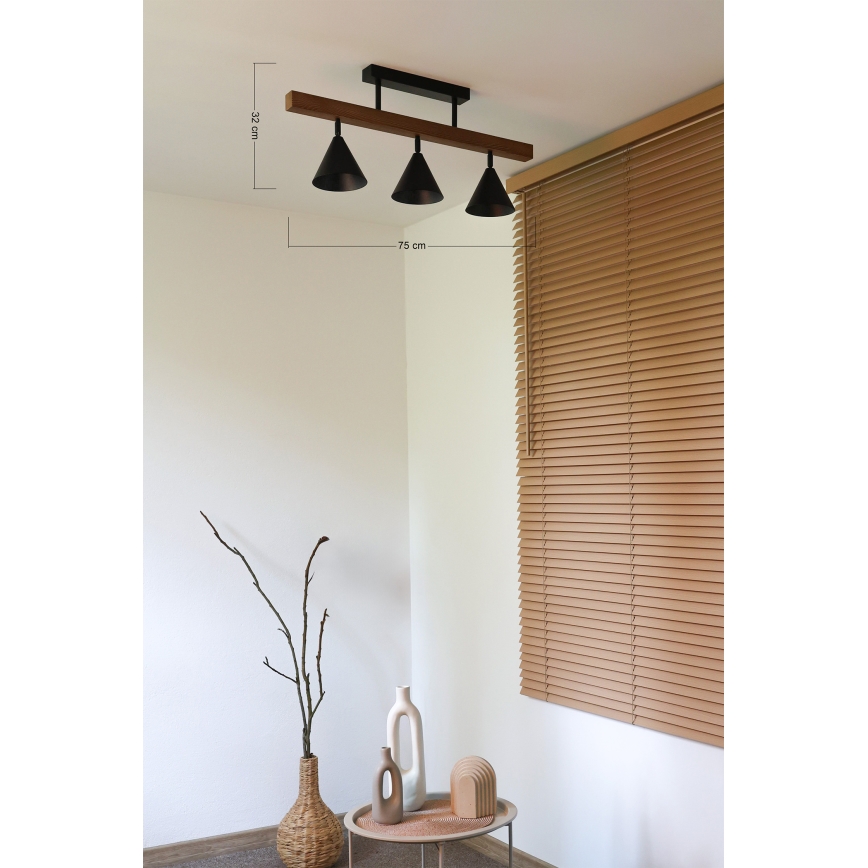Duolla - Piestiprināma griestu lampa IRONLINE 3xG9/3W/230V priede/ozols/melns