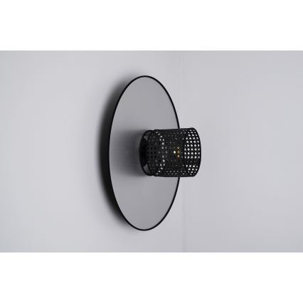 Duolla - Sienas lampa TOKYO RATTAN 1xE27/15W/230V d. 50 cm sudraba/melna