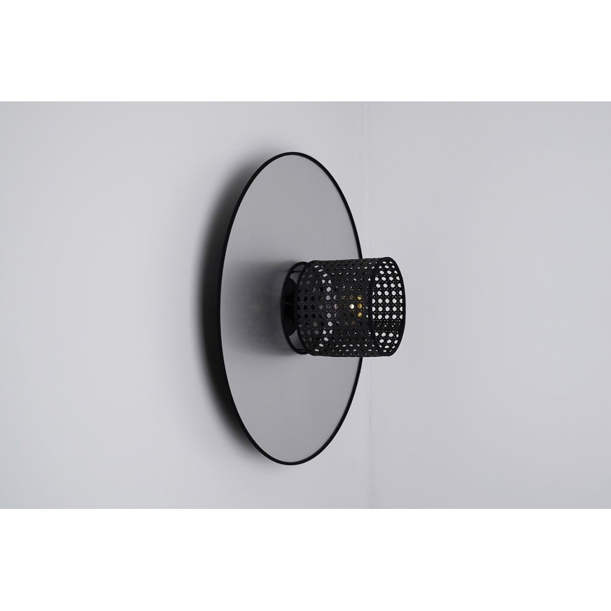 Duolla - Sienas lampa TOKYO RATTAN 1xE27/15W/230V d. 50 cm sudraba/melna