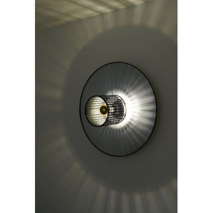 Duolla - Sienas lampa TOKYO RATTAN 1xE27/15W/230V d. 50 cm sudraba/melna