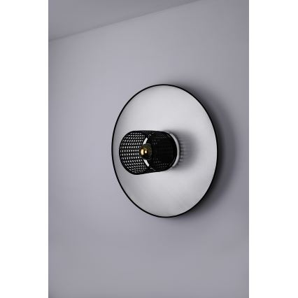 Duolla - Sienas lampa TOKYO RATTAN 1xE27/15W/230V d. 50 cm sudraba/melna