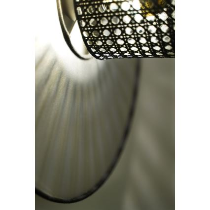 Duolla - Sienas lampa TOKYO RATTAN 1xE27/15W/230V d. 50 cm sudraba/melna