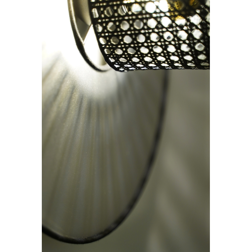 Duolla - Sienas lampa TOKYO RATTAN 1xE27/15W/230V d. 50 cm sudraba/melna