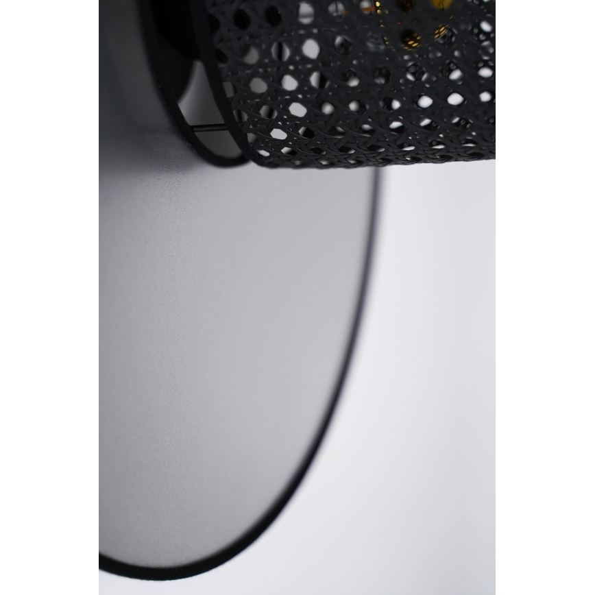Duolla - Sienas lampa TOKYO RATTAN 1xE27/15W/230V d. 50 cm sudraba/melna