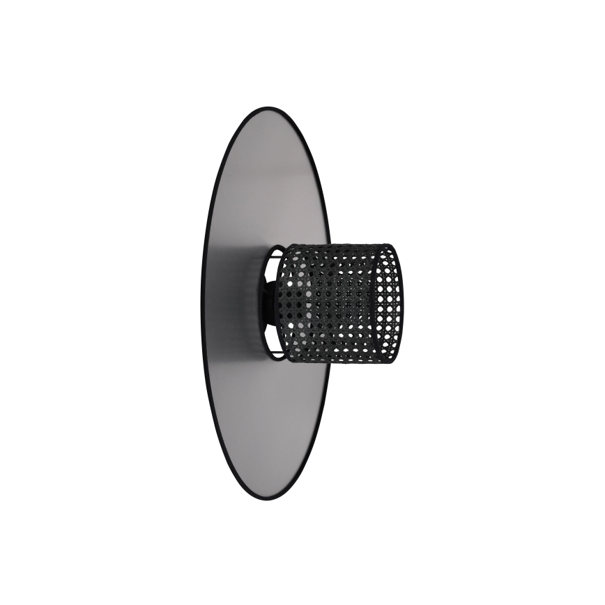 Duolla - Sienas lampa TOKYO RATTAN 1xE27/15W/230V d. 50 cm sudraba/melna