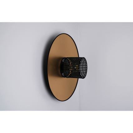Duolla - Sienas lampa TOKYO RATTAN 1xE27/15W/230V d. 50 cm zelta/melna