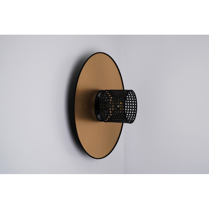 Duolla - Sienas lampa TOKYO RATTAN 1xE27/15W/230V d. 50 cm zelta/melna