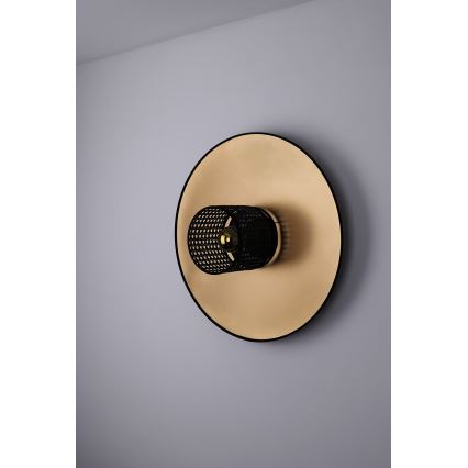 Duolla - Sienas lampa TOKYO RATTAN 1xE27/15W/230V d. 50 cm zelta/melna