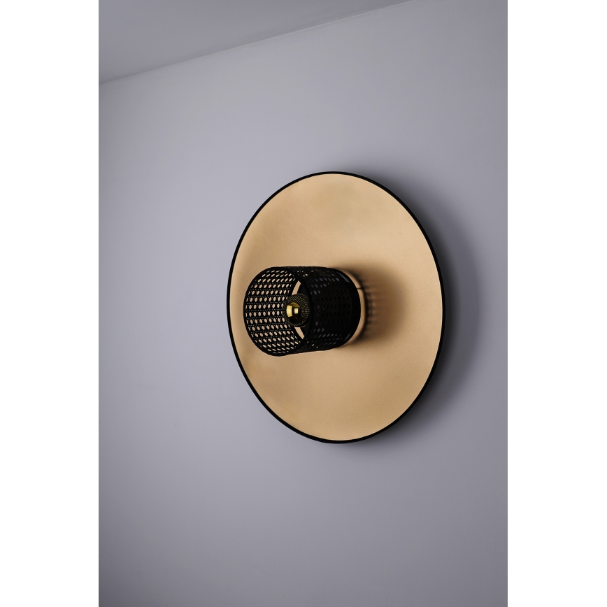 Duolla - Sienas lampa TOKYO RATTAN 1xE27/15W/230V d. 50 cm zelta/melna