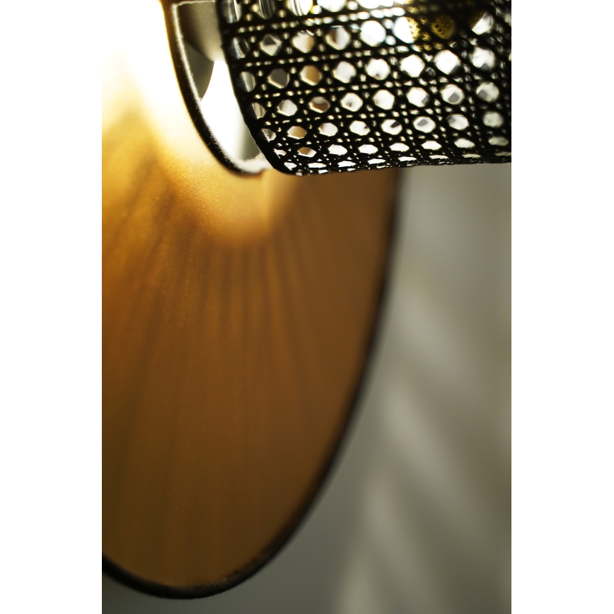 Duolla - Sienas lampa TOKYO RATTAN 1xE27/15W/230V d. 50 cm zelta/melna