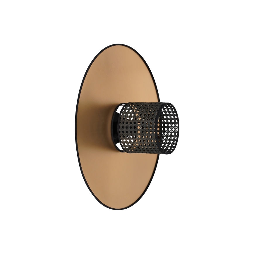 Duolla - Sienas lampa TOKYO RATTAN 1xE27/15W/230V d. 50 cm zelta/melna