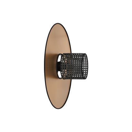 Duolla - Sienas lampa TOKYO RATTAN 1xE27/15W/230V d. 50 cm zelta/melna