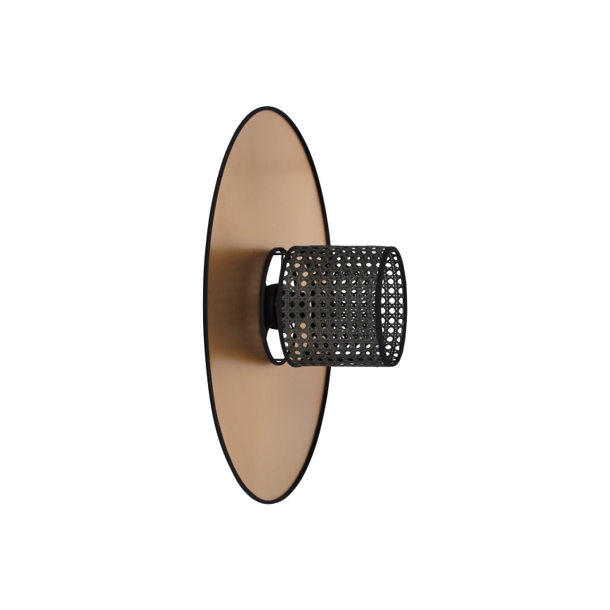 Duolla - Sienas lampa TOKYO RATTAN 1xE27/15W/230V d. 50 cm zelta/melna