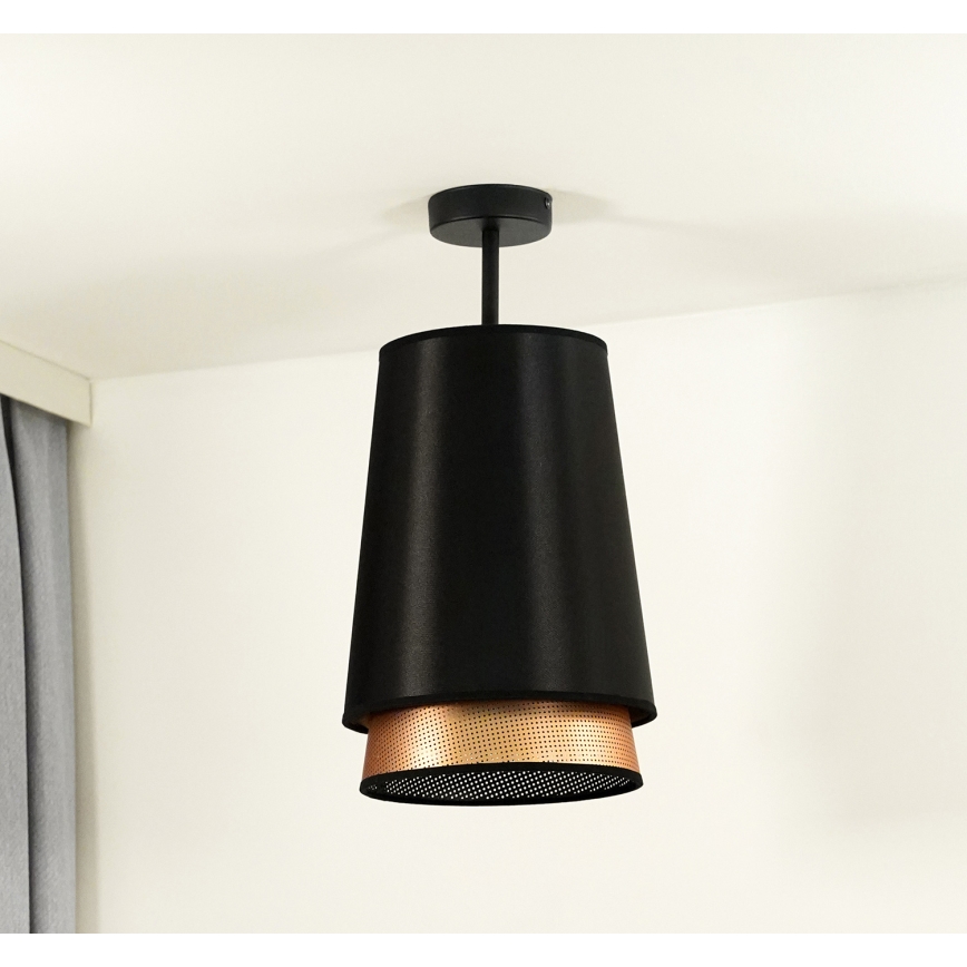 Duolla - Virsapmetuma lustra BELL SHINY 1xE27/15W/230V d. 25 cm melna/varš