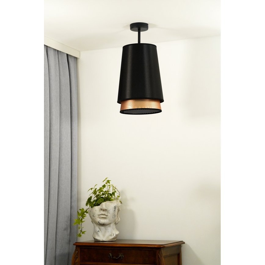 Duolla - Virsapmetuma lustra BELL SHINY 1xE27/15W/230V d. 25 cm melna/varš