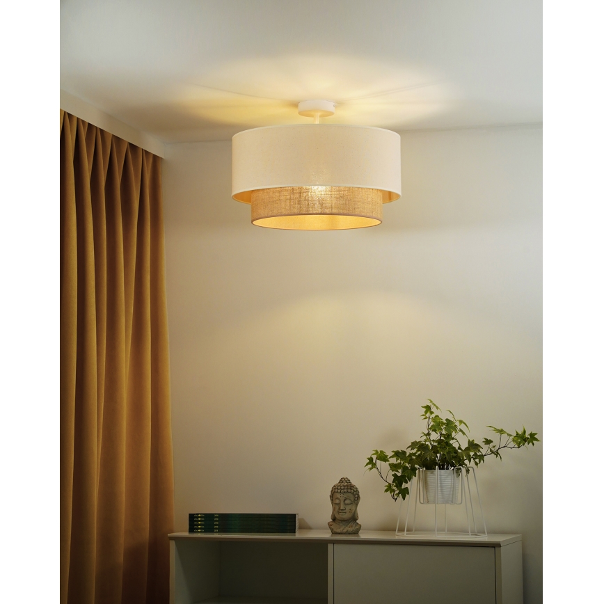 Duolla - Virsapmetuma lustra BOHO 1xE27/15W/230V d. 45 cm krēmkrāsa/brūna