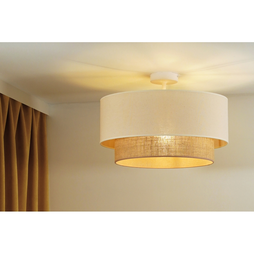 Duolla - Virsapmetuma lustra BOHO 1xE27/15W/230V d. 45 cm krēmkrāsa/brūna