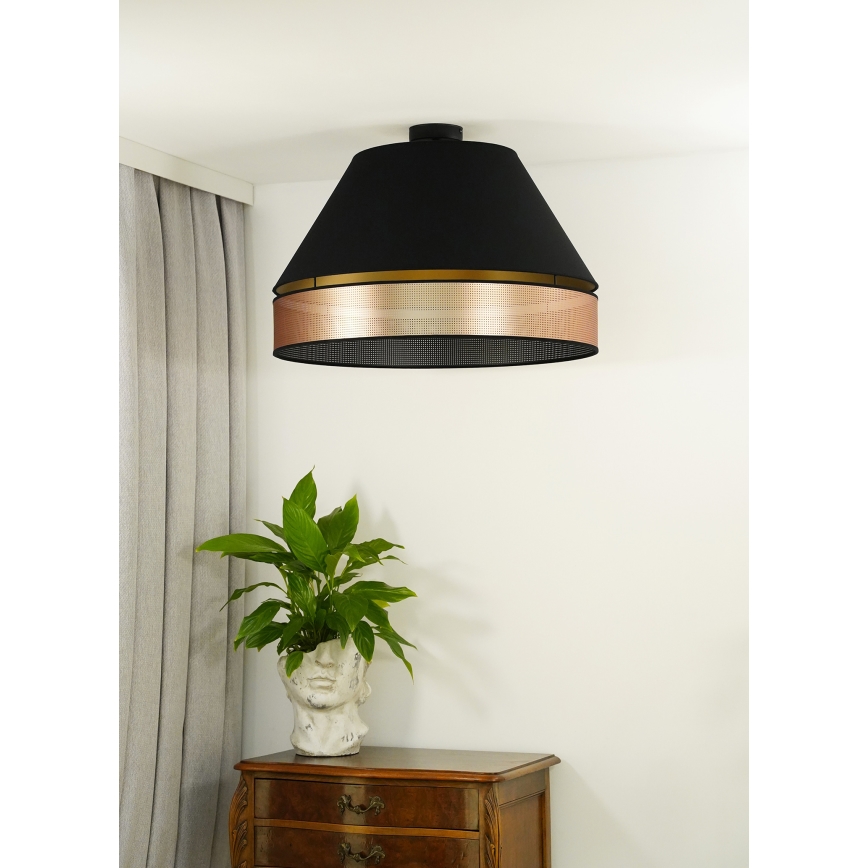 Duolla - Virsapmetuma lustra COPPER SHINY 1xE27/15W/230V d. 60 cm melna/varš