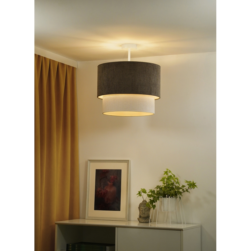 Duolla - Virsapmetuma lustra CORDUROY 1xE27/15W/230V d. 40 cm brūna/krēmkrāsa