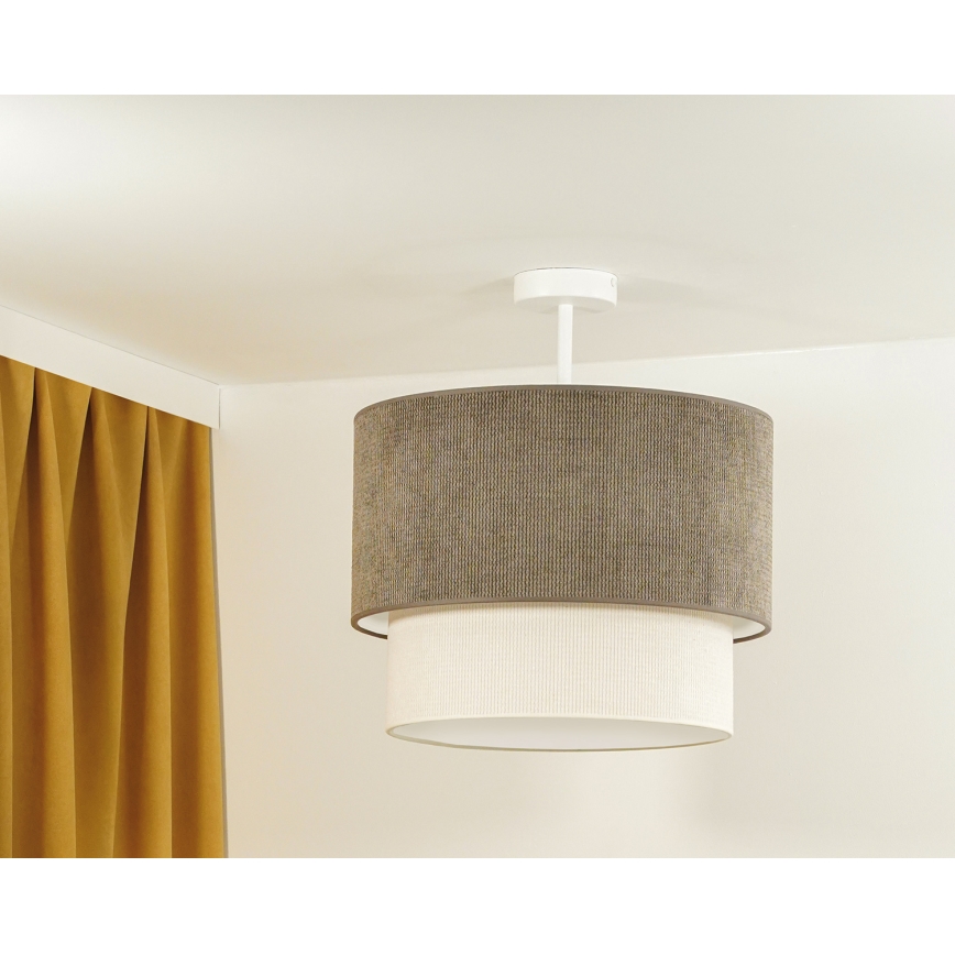 Duolla - Virsapmetuma lustra CORDUROY 1xE27/15W/230V d. 40 cm brūna/krēmkrāsa
